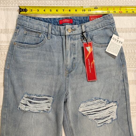Guess Jessalyn Distressed Straight Leg Jeans Light Wash Women’s 29/31 NWT - Picture 3 of 8